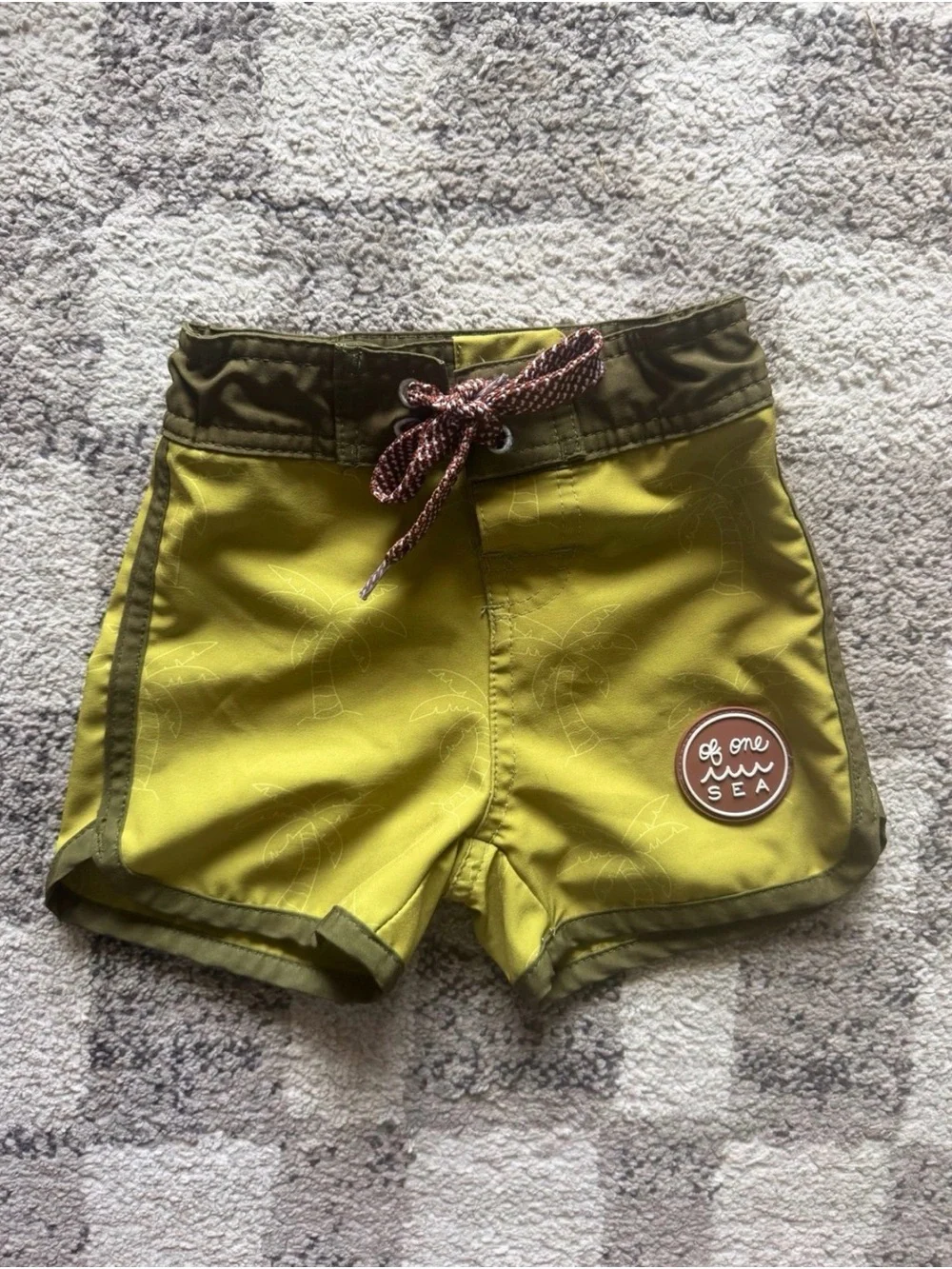 Of One Sea Toddler Lime Green Swim Trunks -